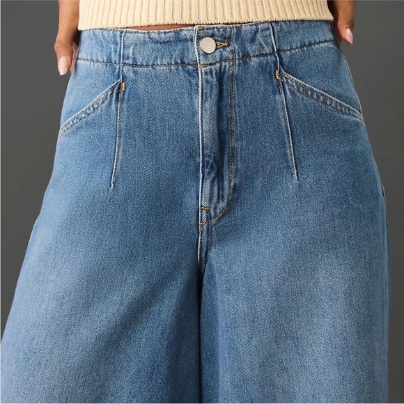 Anthropologie Pilcro wide leg jeans Corset High-Rise Crop Culotte Jeans - Picture 13 of 15
